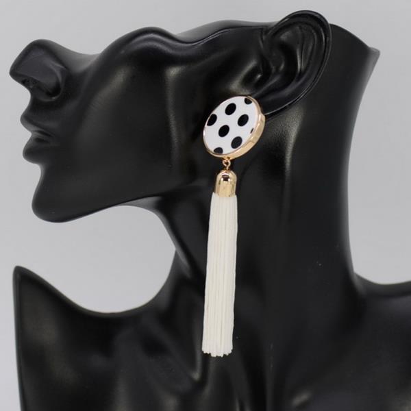 POLKA DOT POST TASSEL EARRING