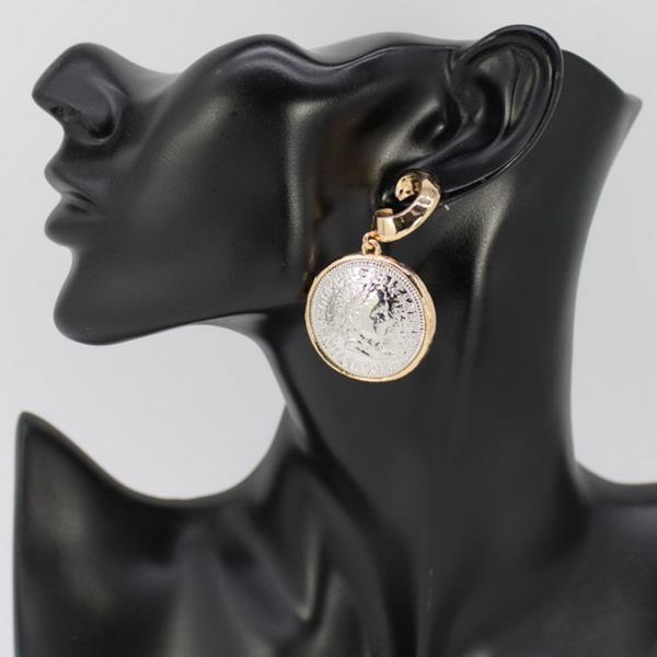 TWO TONE DANGLE EARRING
