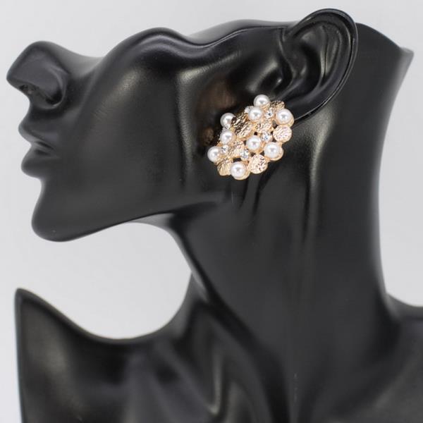 METAL PEARL POST EARRING