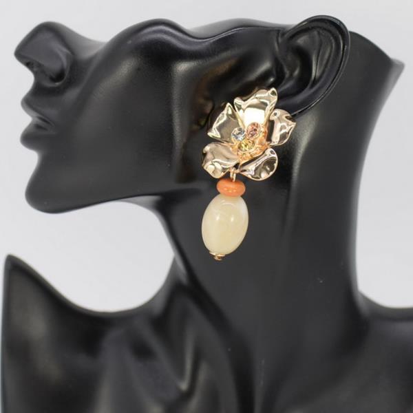 METAL FLOWER SPW/ STONE EARRING