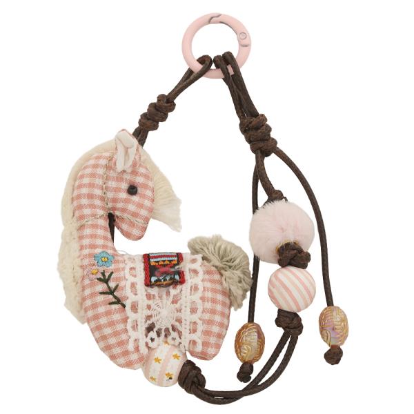 EMBROIDERED HORSE BEAD BAG CHARM KEYCHAIN