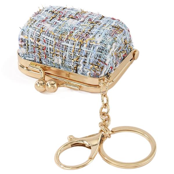 MINI TWEED COIN PURSE BAG CHARM KEYCHAIN