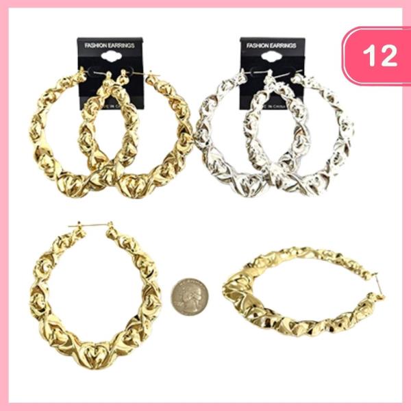 TEXTURED HOOP EARRINGS (12 UNITS)