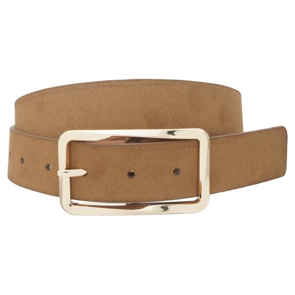 TWIST RECTANGLE BUCKLE MICROSUEDE BELT