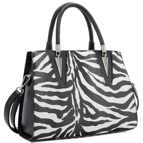 ZEBRA PRINT HANDLE SATCHEL BAG