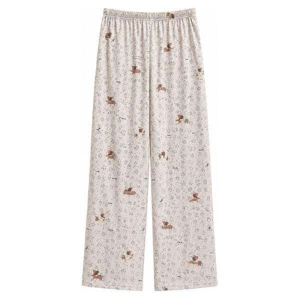 DOG PRINTED WIDE LEG PAJAMA PANTS