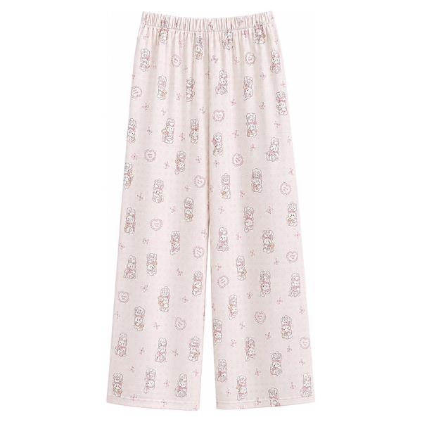 BUNNY PRINTED WIDE LEG PAJAMA PANTS