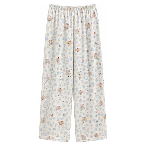 ELEPHANT PRINTED WIDE LEG PAJAMA PANTS
