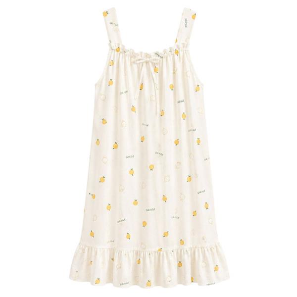 SLEEVELESS ORANGE RUFFLE HEM NIGHTGOWN PAJAMA DRESS