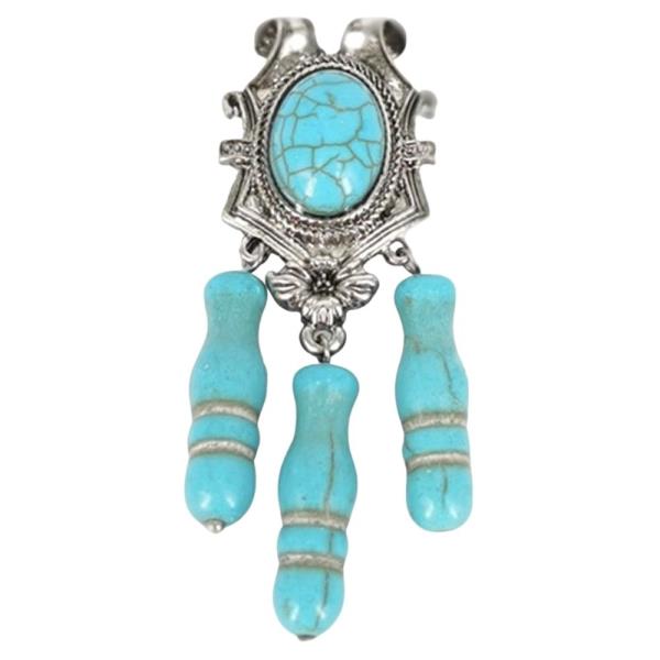 TURQUOISE STONE DANGLE BROOCH