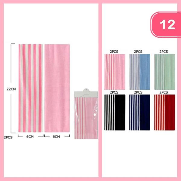 STRIPED AND SOILD COLOR HEADBAND (12 UNITS)
