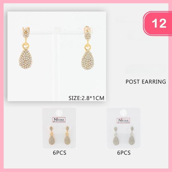 RHINESTONE POST EARRINGS (12 UNITS)