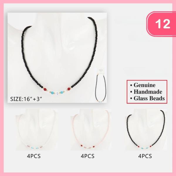 GLASS BEADED NECKLACE (12 UNITS)