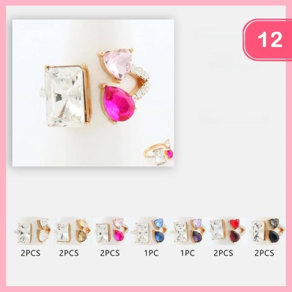 CRYSTAL STONE RING (12 UNITS)