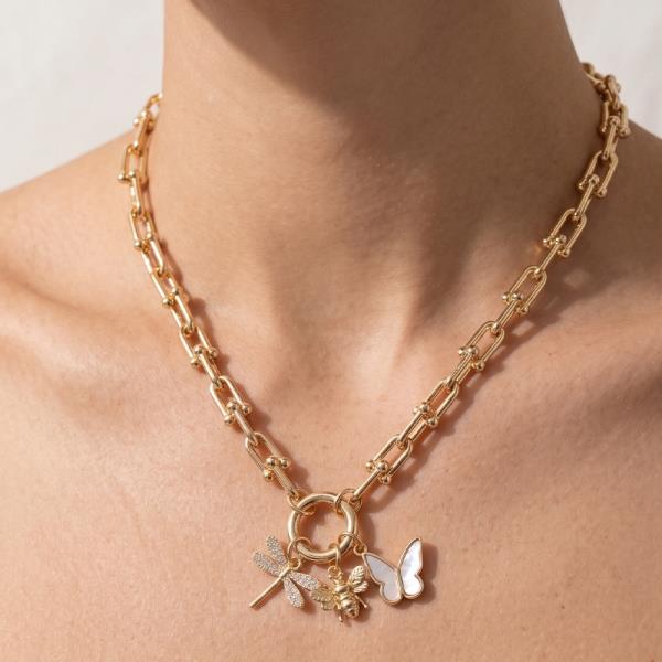 CZ DRAGONFLY BUTTERFLY BEE PENDANT NECKLACE