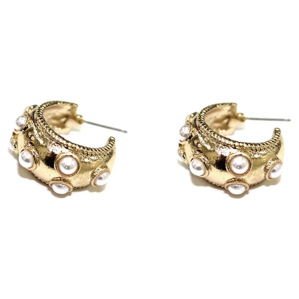 PEARL METAL HOOP EARRING