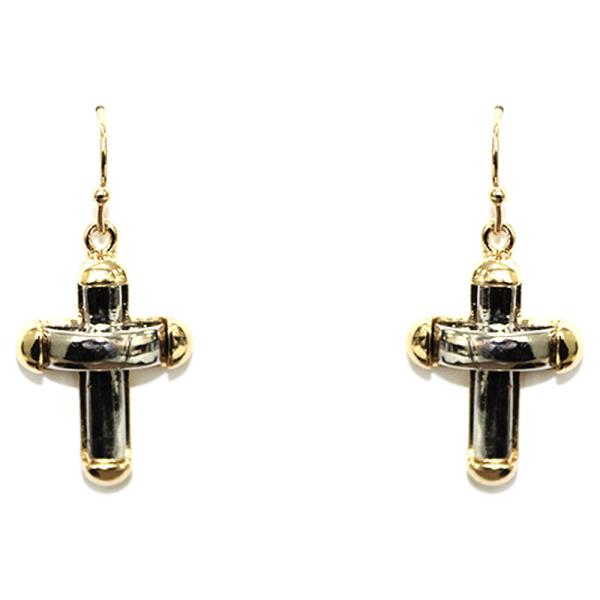 METAL CROSS DANGLE EARRING