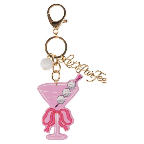GOLF MARTINI SHAPED PATTERN PRINTED LEATHER BAG CHARM