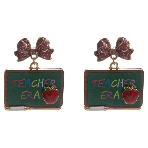 TEACHER ERA W/ CHALKBOARD HYPOALLERGENIC TITANIUM POST EARRING