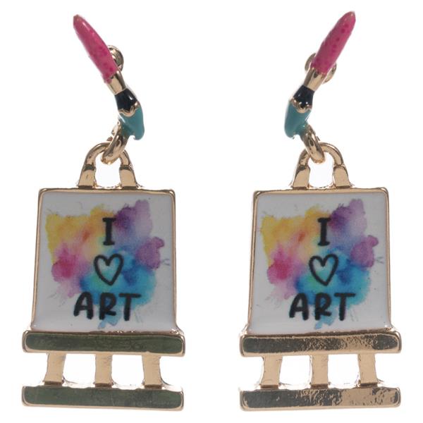 I LOVE ART ON A CANVAS W/ BRUSH HYPOALLERGENIC TITANIUM EARRING