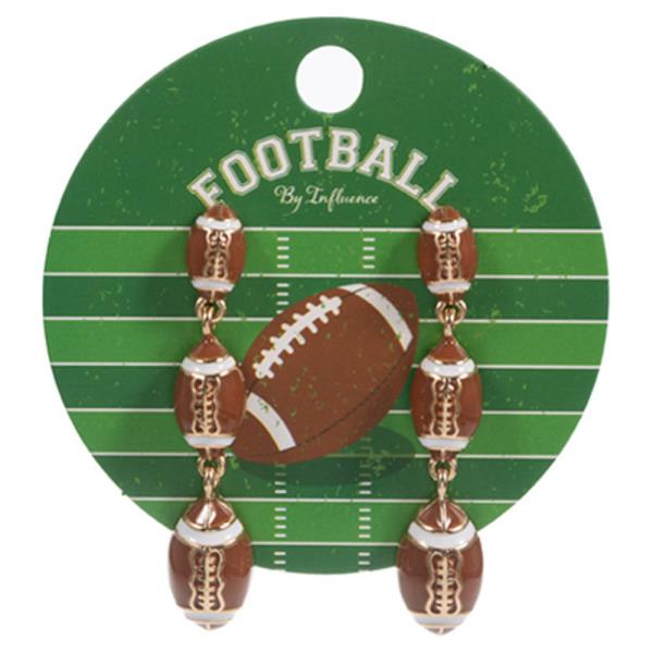 FOOTBALL SHAPED ENAMELED PENDANT 3D ROPS HYPOALLERGENIC POST EARRING