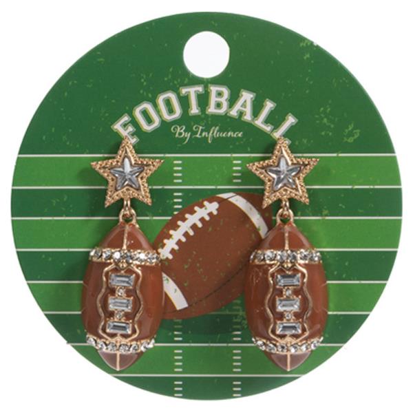 FOOTBALL SHAPED ENAMELED FOOTBALL W/ STAR POST DROP EARRING