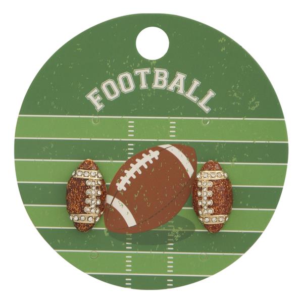 FOOTBALL SHAPED ENAMEL POST EARRING