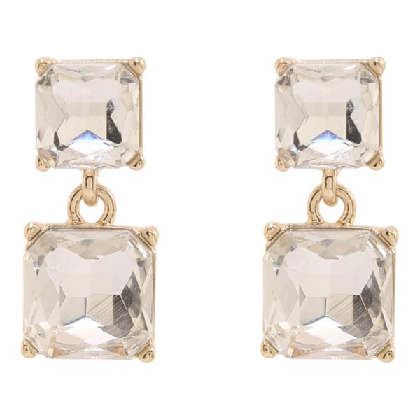SQUARE CUT CRYSTAL DROP EARRING