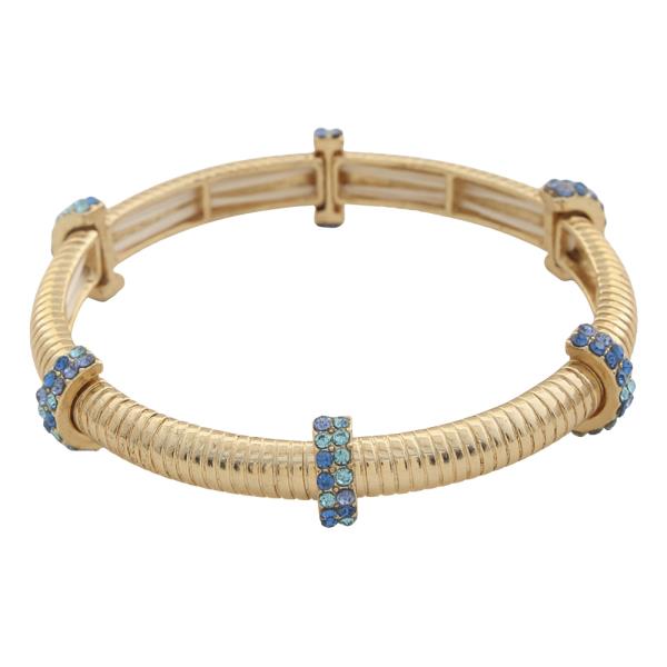 METAL TEXTURED STONE ACCENT STRETCH BRACELET