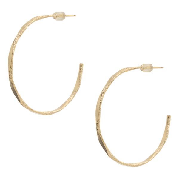 14K GOLD DIPPED OPEN TEXTURE HOOP EARRING