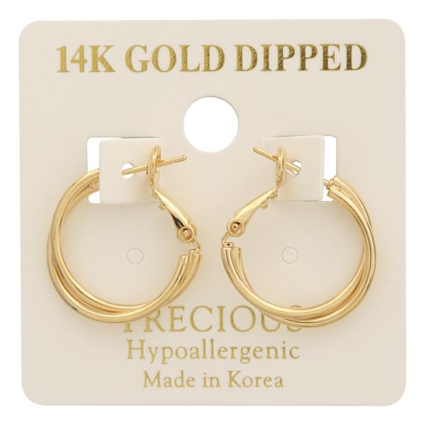14K GOLD DIPPED TWISTED LAYER HOOP EARRING