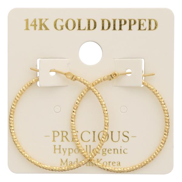 14K GOLD DIPPED TEXTURED HOOP EARRING