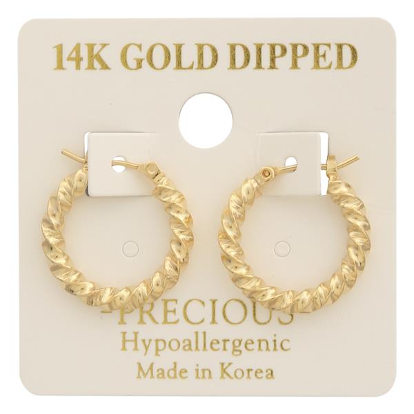 14K GOLD DIPPED TWISTED HOOP EARRING