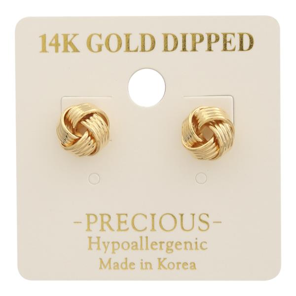 14K GOLD DIPPED CLASSIC KNOTTED STUD DESIGN EARRING