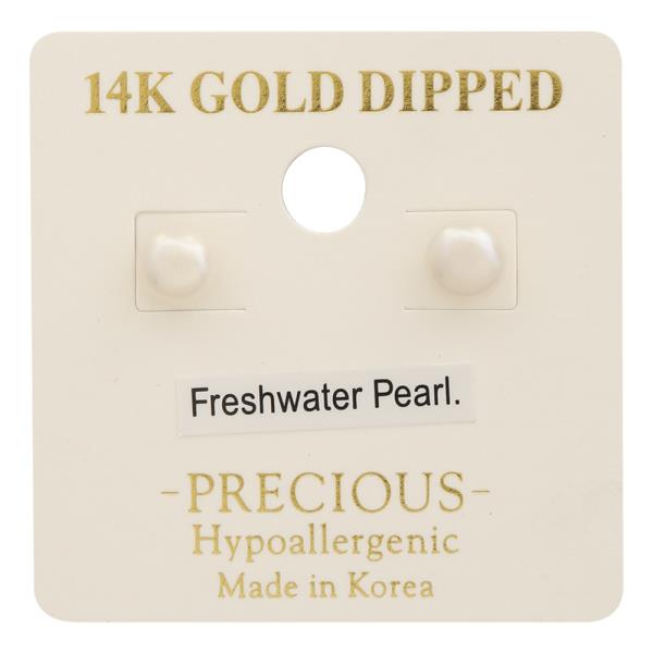14K GOLD DIPPED FRESHWATER PEARL STUD EARRING