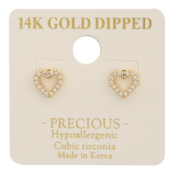 14K GOLD DIPPED HEART CZ STUD EARRING