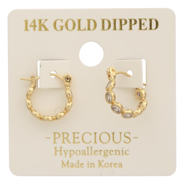 14K GOLD DIPPED SPARKLING HUGGIE HOOP EARRING