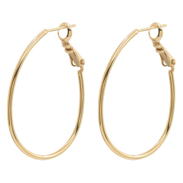 14K GOLD DIPPED TEAR DROP OVAL SHAPE HOOP EARRING