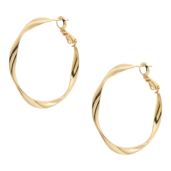 14K GOLD DIPPED OPEN TWIST DESIGN HOOP EARRING