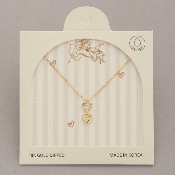 CUPID HEARTS SHAPED METAL W/GOLD-DIPPED PENDANT SHORT NECKALCE