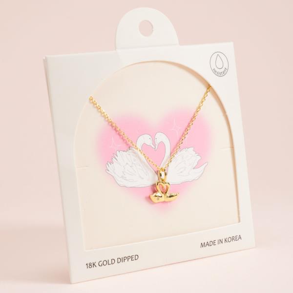 SWAN SHAPED METAL W/GOLD-DIPPED PENDANT SHORT NECKALCE