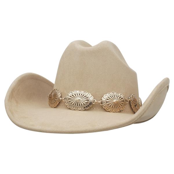 METAL CONCHO BANDED COWBOY HAT