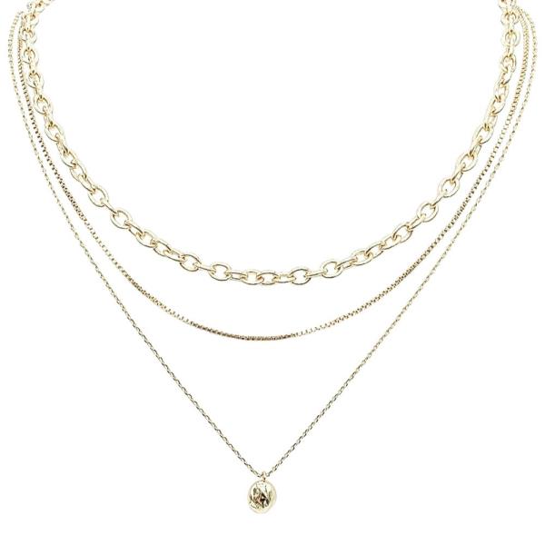 LAYERED BEAD PENDANT LINK CHAIN