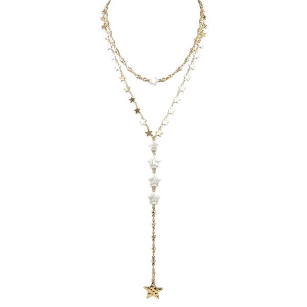 PEARL DROP STAR LAYERED NECKLACE