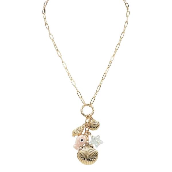 CEARMICS  SHELL FISH CHARM  NECKLACE
