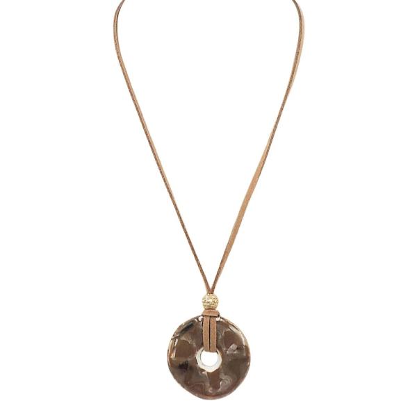 COTTON CERAMICS CIRCLE PENDANT NECKLACE
