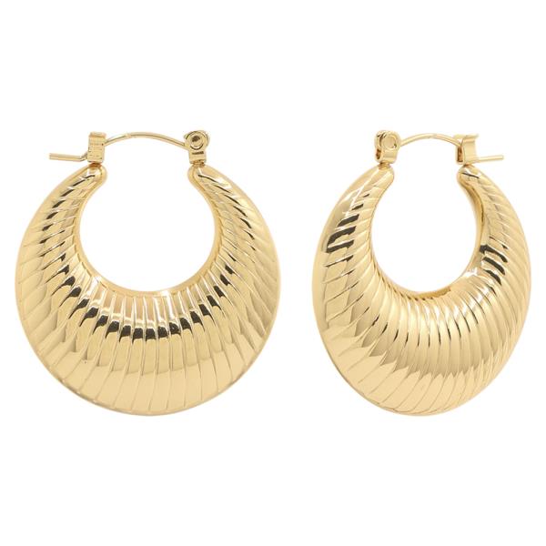 STAINLESS STEEL TEXTURED ROUND HOOP EARRING