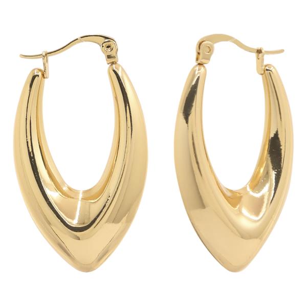 STAINLESS STEEL OVAL V DROP HOOP EARRING