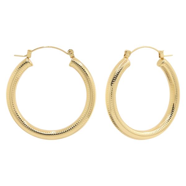 STAINLESS STEEL ROUND TEXTURED HOOP EARRING