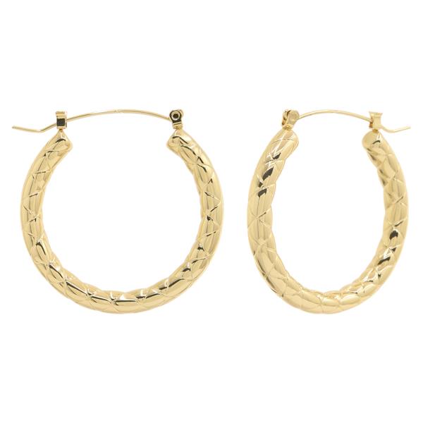 STAINLESS STEEL PATTERN DESIGN ROUND HOOP EARRING
